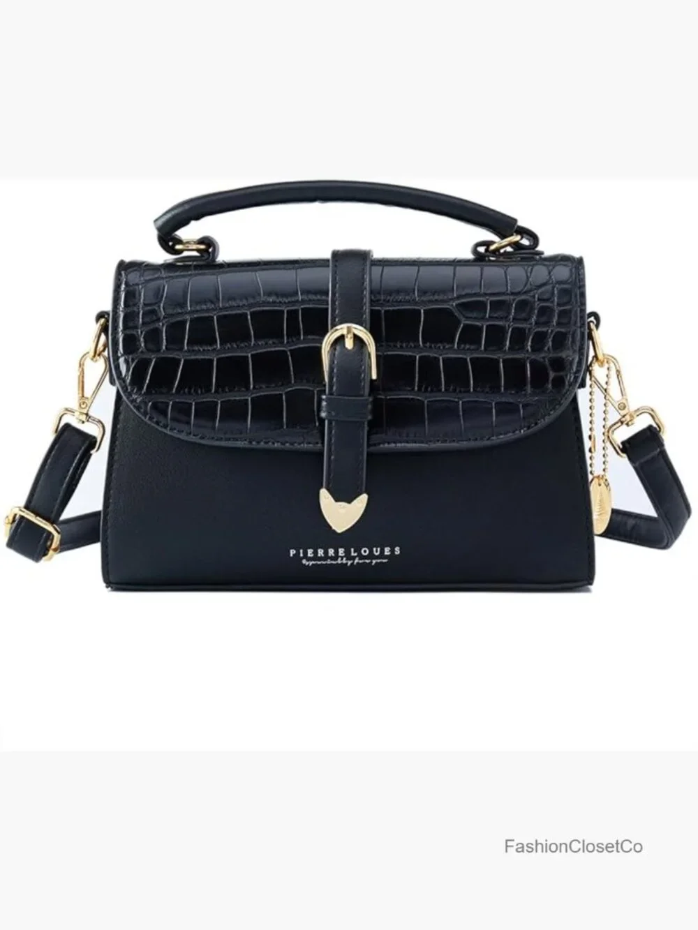 Retro Crocodile Embossed Faux Leather Satchel Crossbody Bag